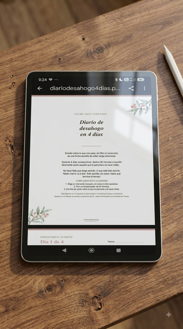 Diario de Desahogo 4 Días | Printable Escritura Expresiva PDF